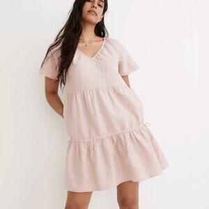 Madewell Linen Blend Lorelei Mini Dress in Dusty Blush Size Small